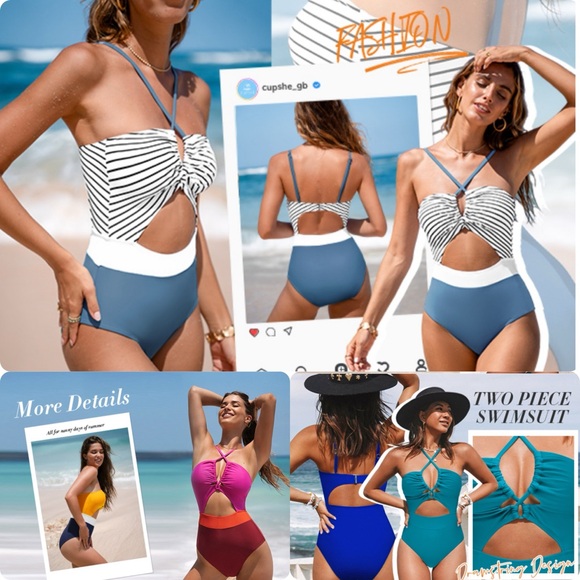 NWT Women's Cutout One Piece Crisscross Front Drawstring Bathing Suit SIZE M - Picture 3 of 17